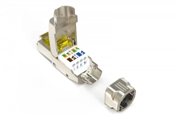 Digitus Wtyk modularny RJ45 kat.6A, PoE++, 10GbE, STP, ekranowany, beznarzędziowy, zakręcany, metalowy, AWG 22-27, linka/drut