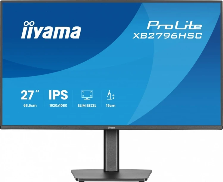 IIYAMA Monitor 27 cali XB2796HSC-B1   IPS,FHD,HDMI,USB-C (PD 65W),144Hz,    1xUSB 3.2 , 1xUSB-C, 2x2W, HAS 150/PIVOT/obrót stopy 360st