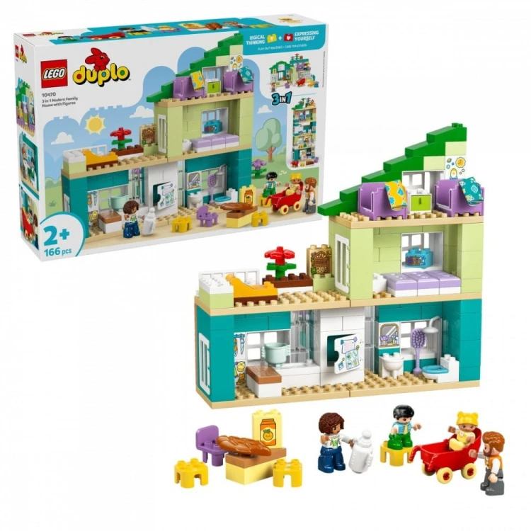 LEGO Klocki DUPLO 10470 Nowoczesny dom rodzinny 3 w 1 z figurkami