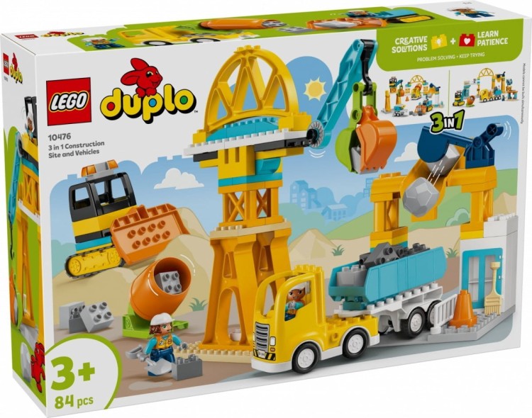 LEGO Klocki DUPLO 10476 Plac budowy z pojazdami 3 w 1