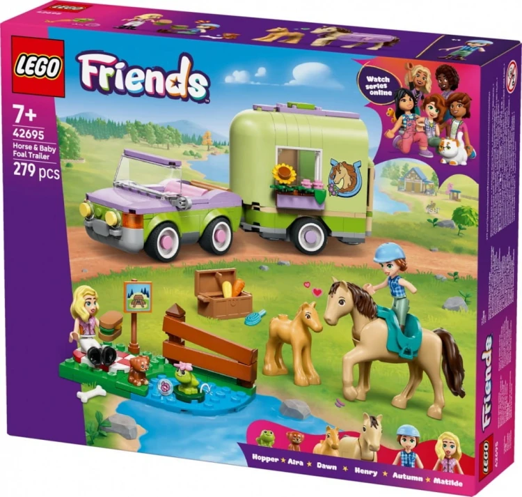 LEGO Klocki Friends 42695 Przyczepa z koniem i źrebaczkiem