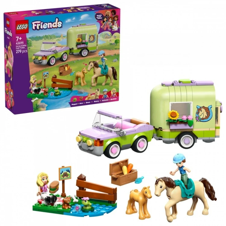 LEGO Klocki Friends 42695 Przyczepa z koniem i źrebaczkiem