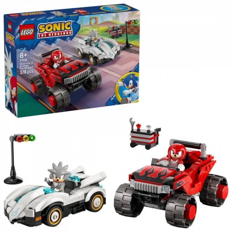 LEGO Klocki Sonic 77118 Silver w samochodzie kontra Knuckles w monster trucku