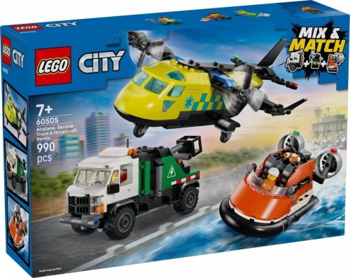 LEGO Klocki City 60505 Zestaw z samolotem, ciężarówką serwisową i poduszkowcem
