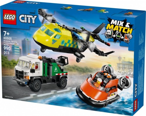 LEGO Klocki City 60505 Zestaw z samolotem, ciężarówką serwisową i poduszkowcem