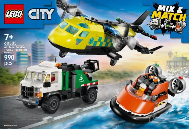 LEGO Klocki City 60505 Zestaw z samolotem, ciężarówką serwisową i poduszkowcem