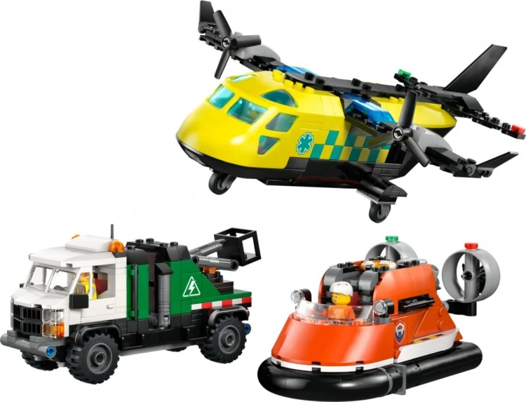 LEGO Klocki City 60505 Zestaw z samolotem, ciężarówką serwisową i poduszkowcem