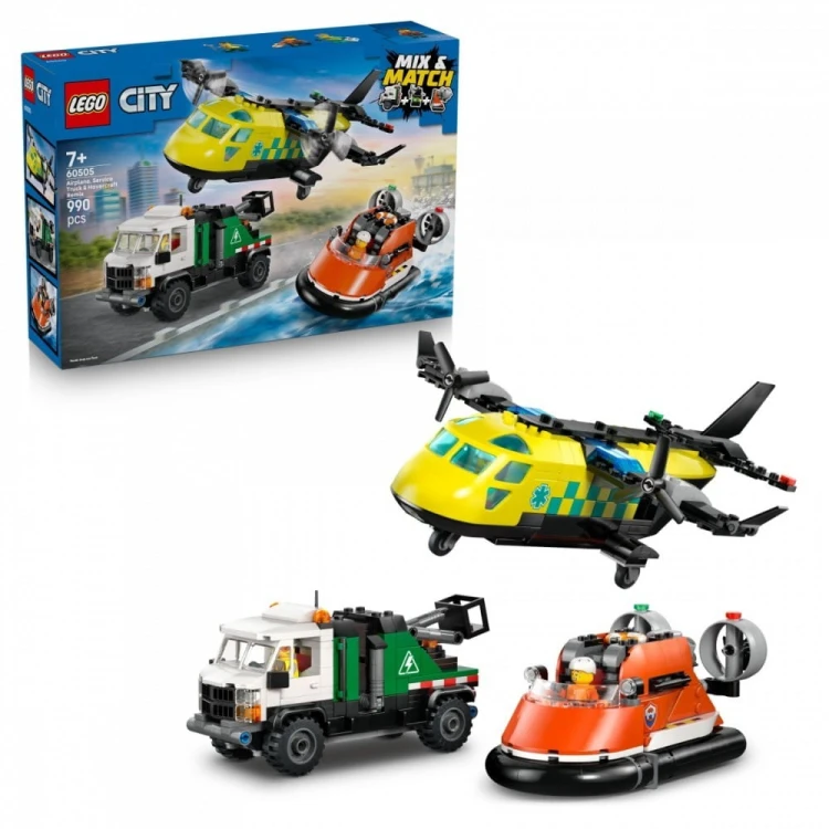 LEGO Klocki City 60505 Zestaw z samolotem, ciężarówką serwisową i poduszkowcem