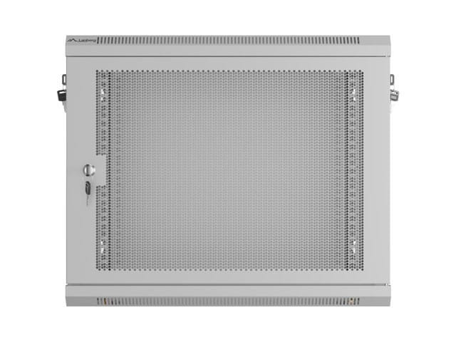 Lanberg Szafa instalacyjna rack wisząca 19 cali 9U 600x450 drzwi perforowane (flat pack) szara