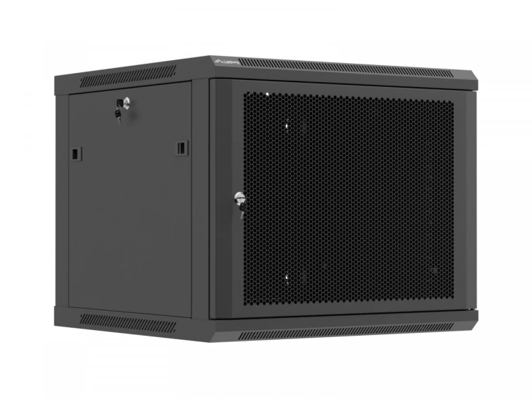 Lanberg Szafa instalacyjna rack wisząca 19 cali 9U 600x600 czarna drzwi     perforownae ( flat pack)