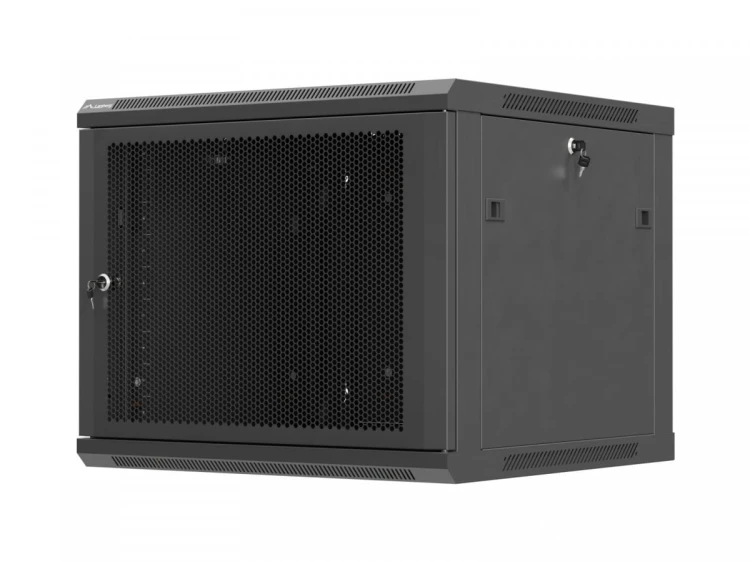 Lanberg Szafa instalacyjna rack wisząca 19 cali 9U 600x600 czarna drzwi     perforownae ( flat pack)