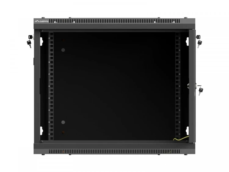 Lanberg Szafa instalacyjna rack wisząca 19 cali 9U 600x600 czarna drzwi     perforownae ( flat pack)
