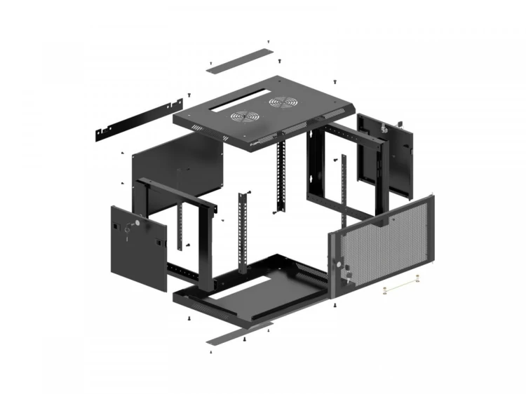 Lanberg Szafa instalacyjna rack wisząca 19 cali 9U 600x600 czarna drzwi     perforownae ( flat pack)