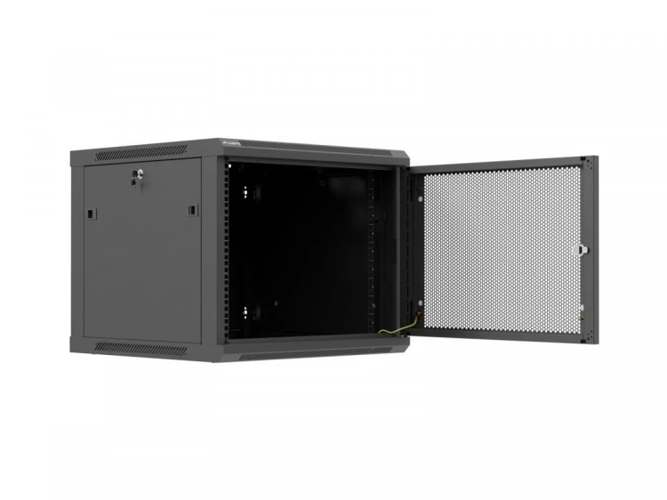 Lanberg Szafa instalacyjna rack wisząca 19 cali 9U 600x600 czarna drzwi     perforownae ( flat pack)