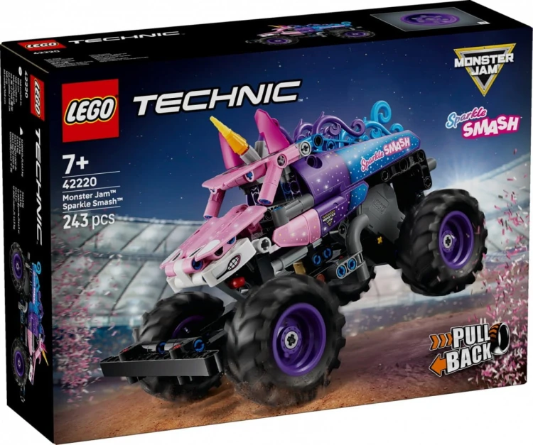 LEGO Klocki Technic 42220 Monster Jam Sparkle Smash z napędem typu pull-back