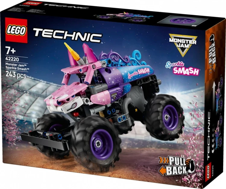 LEGO Klocki Technic 42220 Monster Jam Sparkle Smash z napędem typu pull-back