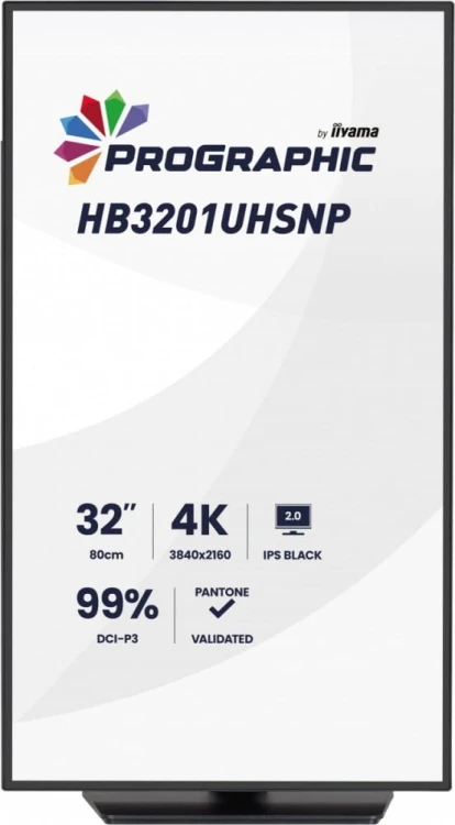 IIYAMA Monitor 31.5 cala ProGraphic HB3201UHSNP-B1 4K,IPS BLACK 2.0,450cd,VESA USB-c dock(PD:96W),HDMI,DP,DAISY/CHAIN,4xUSB,RJ45,3000:1,sRGB:100%,DCI-