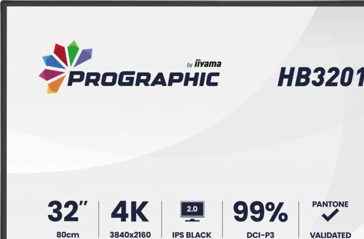 IIYAMA Monitor 31.5 cala ProGraphic HB3201UHSNP-B1 4K,IPS BLACK 2.0,450cd,VESA USB-c dock(PD:96W),HDMI,DP,DAISY/CHAIN,4xUSB,RJ45,3000:1,sRGB:100%,DCI-