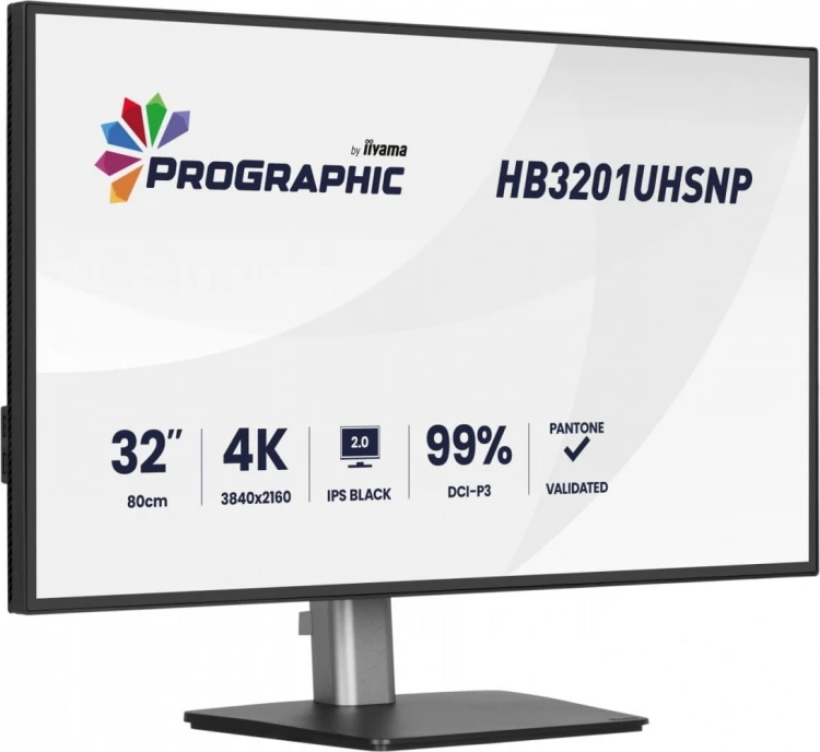 IIYAMA Monitor 31.5 cala ProGraphic HB3201UHSNP-B1 4K,IPS BLACK 2.0,450cd,VESA USB-c dock(PD:96W),HDMI,DP,DAISY/CHAIN,4xUSB,RJ45,3000:1,sRGB:100%,DCI-