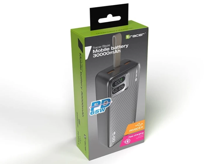 Tracer Powerbank BLAZE 30000mAh 65W Czarny
