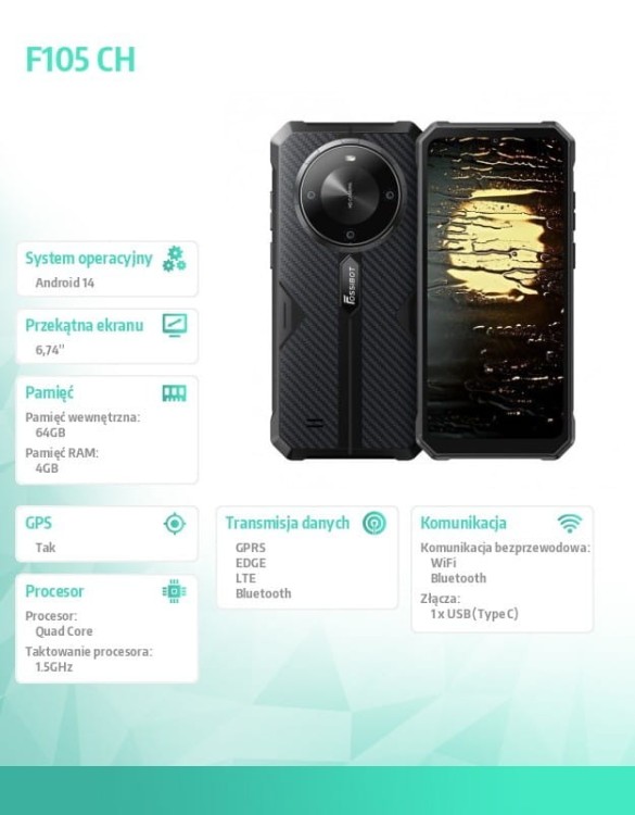 Fossibot Smartfon F105 black Ch