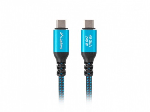 Lanberg Kabel USB-C M/M USB4 0,5m 240W 8K 60HZ czarno-niebieski
