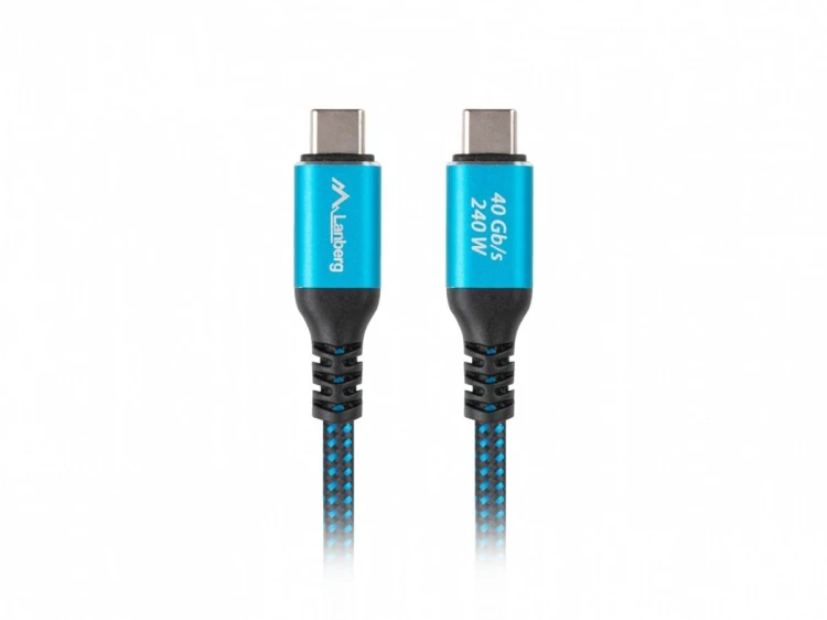 Lanberg Kabel USB-C M/M USB4 0,5m 240W 8K 60HZ czarno-niebieski