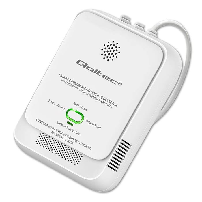 Qoltec Czujnik tlenku węgla (czadu) | detektor CO | alarm 85dB | LED