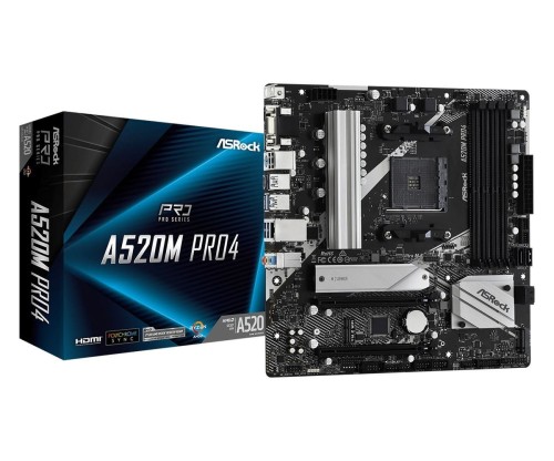 ASRock Płyta główna A520M Pro4 AM4 4DDR4 HDMI/DP/VGA M.2 mATX