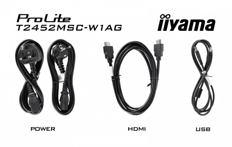 IIYAMA Monitor 24 cale T2452MSC-W1AG FHD,10PKT, POJ, IPS, HDMI, DP, 400cd, biały