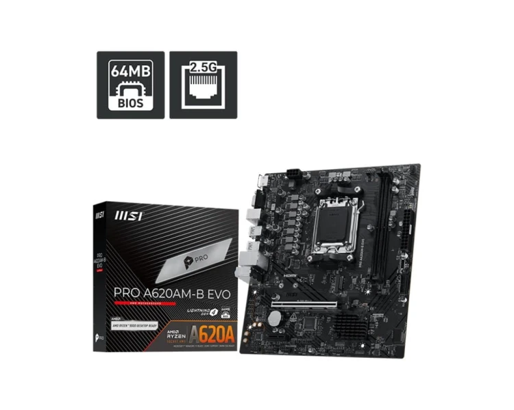 MSI Płyta główna PRO A620AM-B EVO AM5 2DDR5 HDMI/VGA mATX