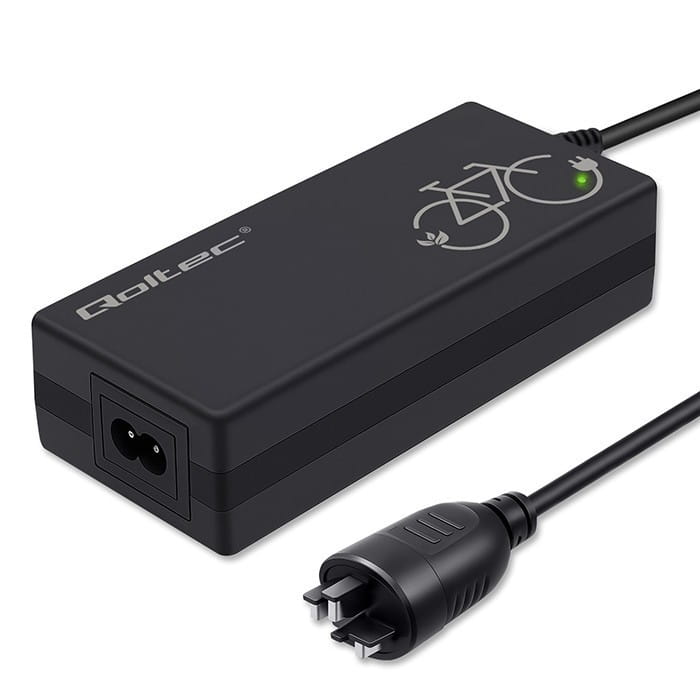 Qoltec Ładowarka do roweru elektrycznego 36V | 42V | 2A | wtyczka Bosch 3Pin + kabel zasilający