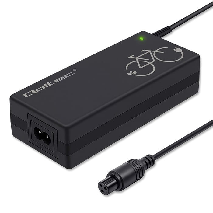 Qoltec Ładowarka do roweru elektrycznego 36V | 42V | 2A | GX12-3Pin + kabel zasilający