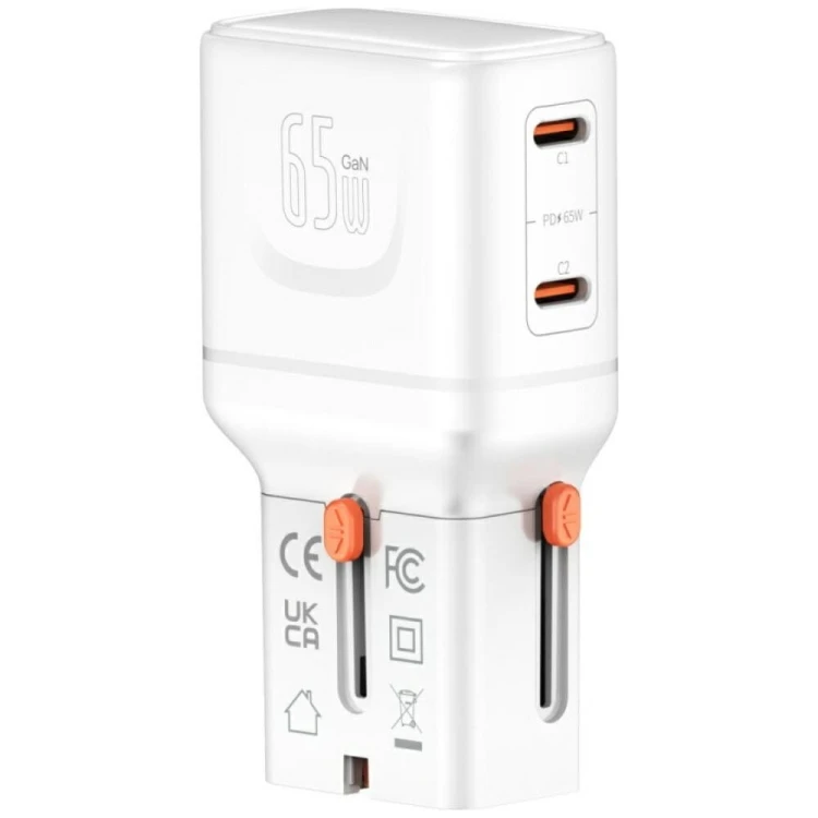 4smarts Ładowarka podróżna World Travel 65W USB-C + USB-A Biała