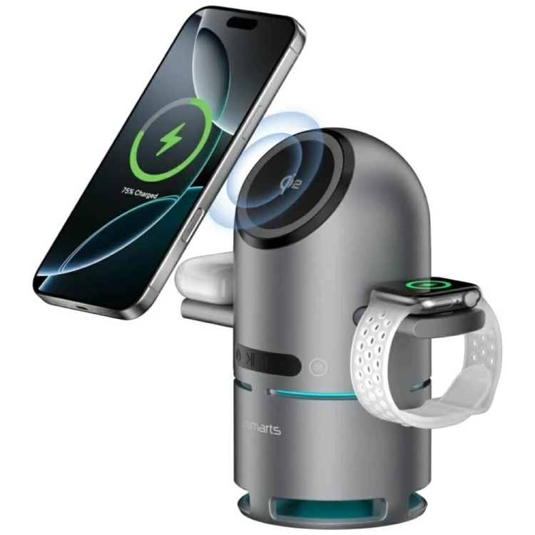 4smarts Stacja ładująca ChargeBot Sound Qi2 Szara
