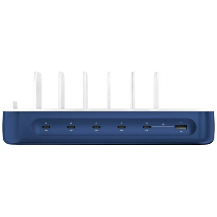 4smarts Stacja ładujaca Team 100W zestaw kabli 5xUSB-C + 1xUSB-A ładowanie do 9 urządzeń jednocześnie Granatowa