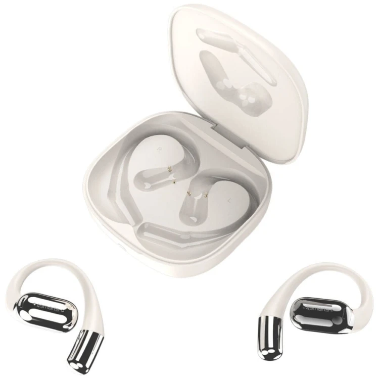 4smarts Słuchawki Bluetooth OWS tłumacz AI SkyBuds z ekranem Beżowe