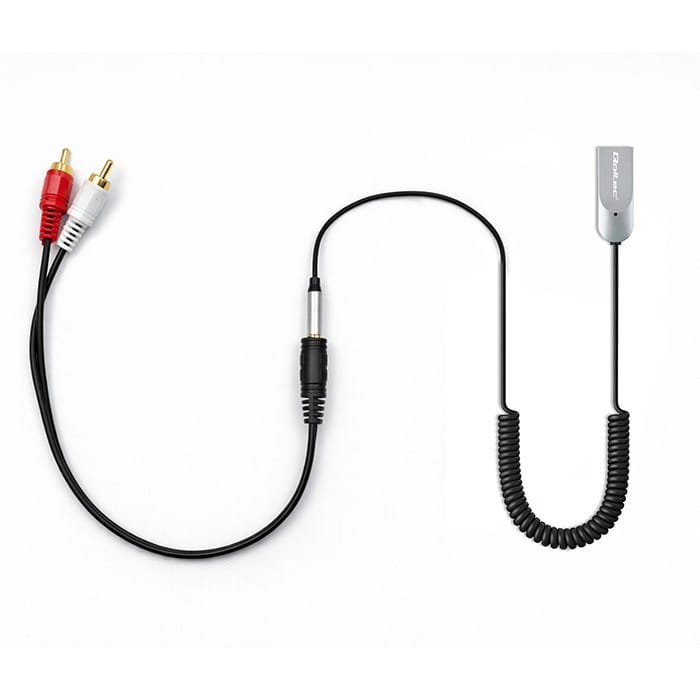 Qoltec Bezprzewodowy adapter odbiornik dźwięku Audio HiFi Home&Car | Bluetooth 6.0 | 2 x RCA | 1 x AUX MiniJack 3.5mm | USB | Mikrofon