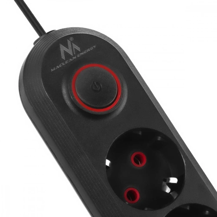 Maclean Listwa zasilająca MCE394 B, 1,5m|3 gniazda + 3xUSB. 110-240V AC 50/60Hz, 2.1A max 2500W, czarna