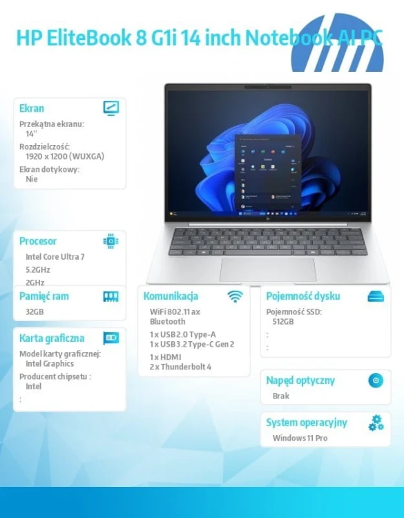 HP Inc. Notebook EliteBook 8 G1i U7-255U 512GB/32GB/W11P/14.0   C51HHET