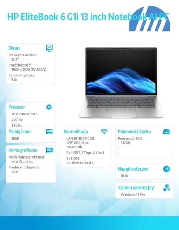 HP Inc. Notebook EliteBook 6 G1i U5-225U 512GB/16GB/W11P/13.3 C51H7ET