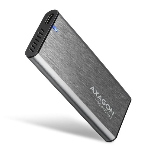 AXAGON EEM2-SG2 Obudowa zewnętrzna aluminiowa bezśrubowa USB-C 3.2 Gen 2 M.2 NVMe &amp; SATA SSD + USB-A - USB-C redukcja