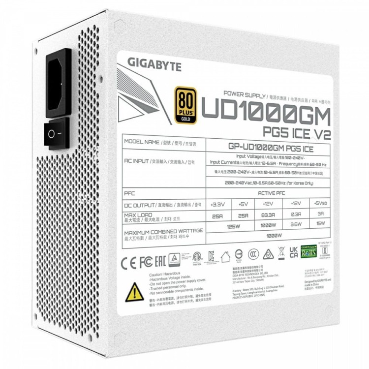 Gigabyte Zasilacz modularny 1000W GP-UD1000GM PG5 V2 ICE 80+ Gold