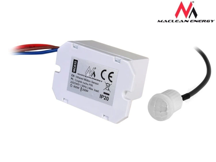 Maclean Czujnik ruchu pir z zewnętrznym sensorem 800W 360s MCE32