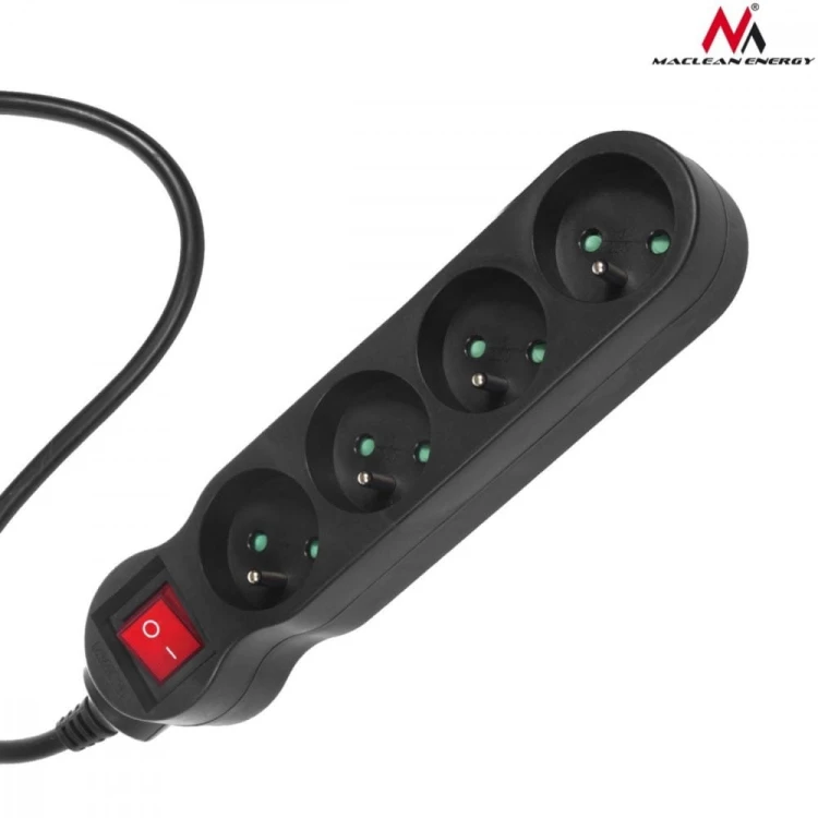 Maclean Listwa zasilająca 4g 3m MCE181 2300W Czarna