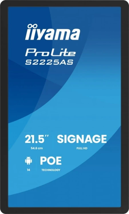 IIYAMA Monitor 21.5 cala ProLite S2225AS-B1 IPS,FHD,A14,24/7,RJ45,500cd2, USB-C,2x5W,iiSignage, WI-FI