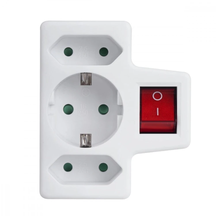 Maclean Gniazdko 1x16A 2x2.5A Schuko MCE215 z włącznikiem/wyłącznikiem, maks obciążenie 3680W, 2x wtyczka euro, 1x schuko