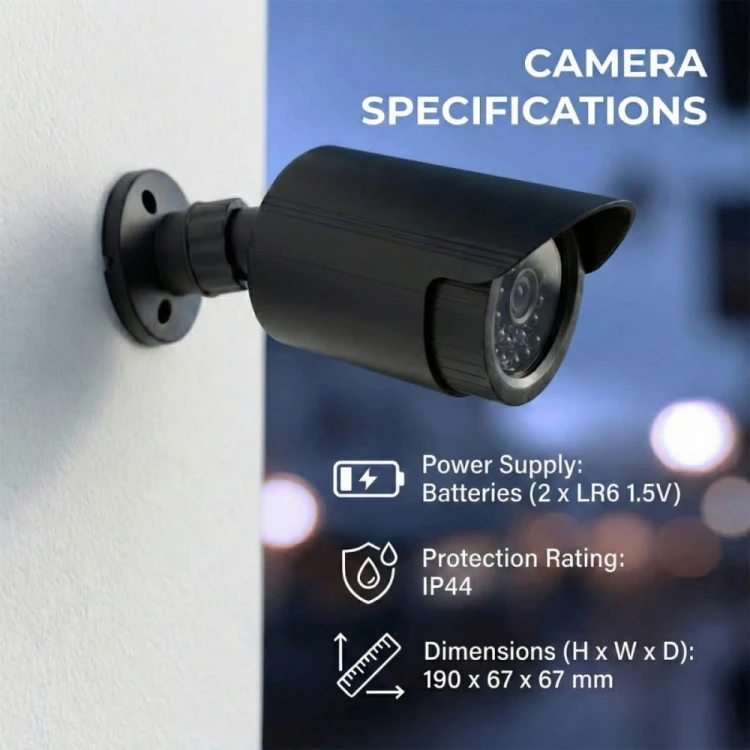 CEE Atrapa kamery tubowej diody IR LED, IR1800 B czarna, zasilanie 2xAA, ABS