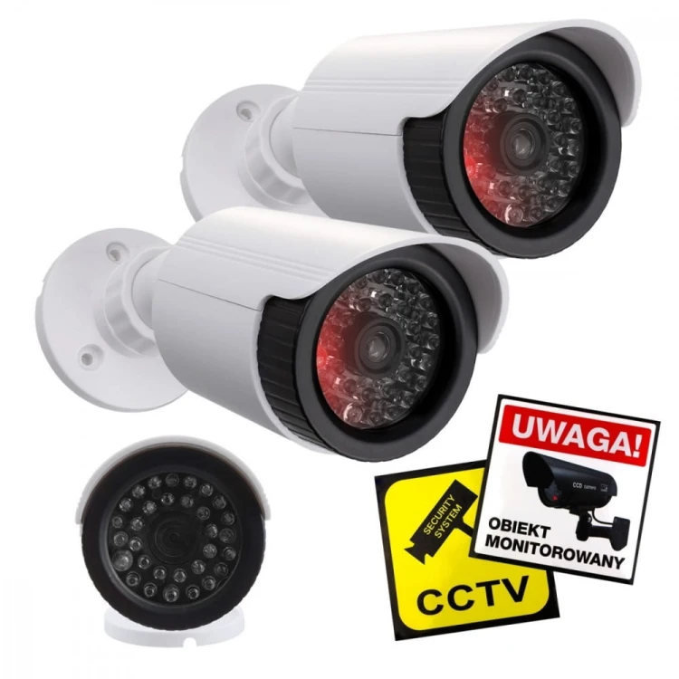 CEE Zestaw dwóch atrap kamer IR1800 WT białe, zasilanie 2xAA, ABS, diody IR LED