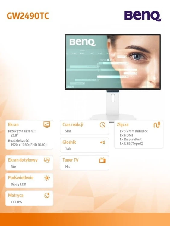 Benq Monitor 23.8 cala GW2490TC LED 5ms/144Hz/IPS/HDMI